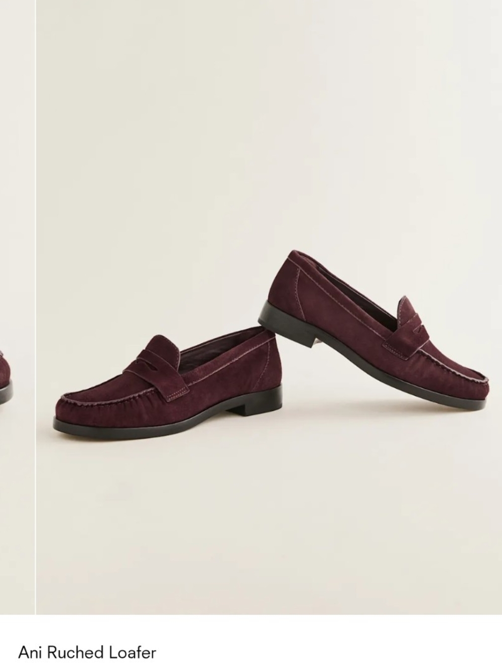 Reformation Ani Ruched Loafer — Deep Plum Suede 7.5 - Picture 3 of 5